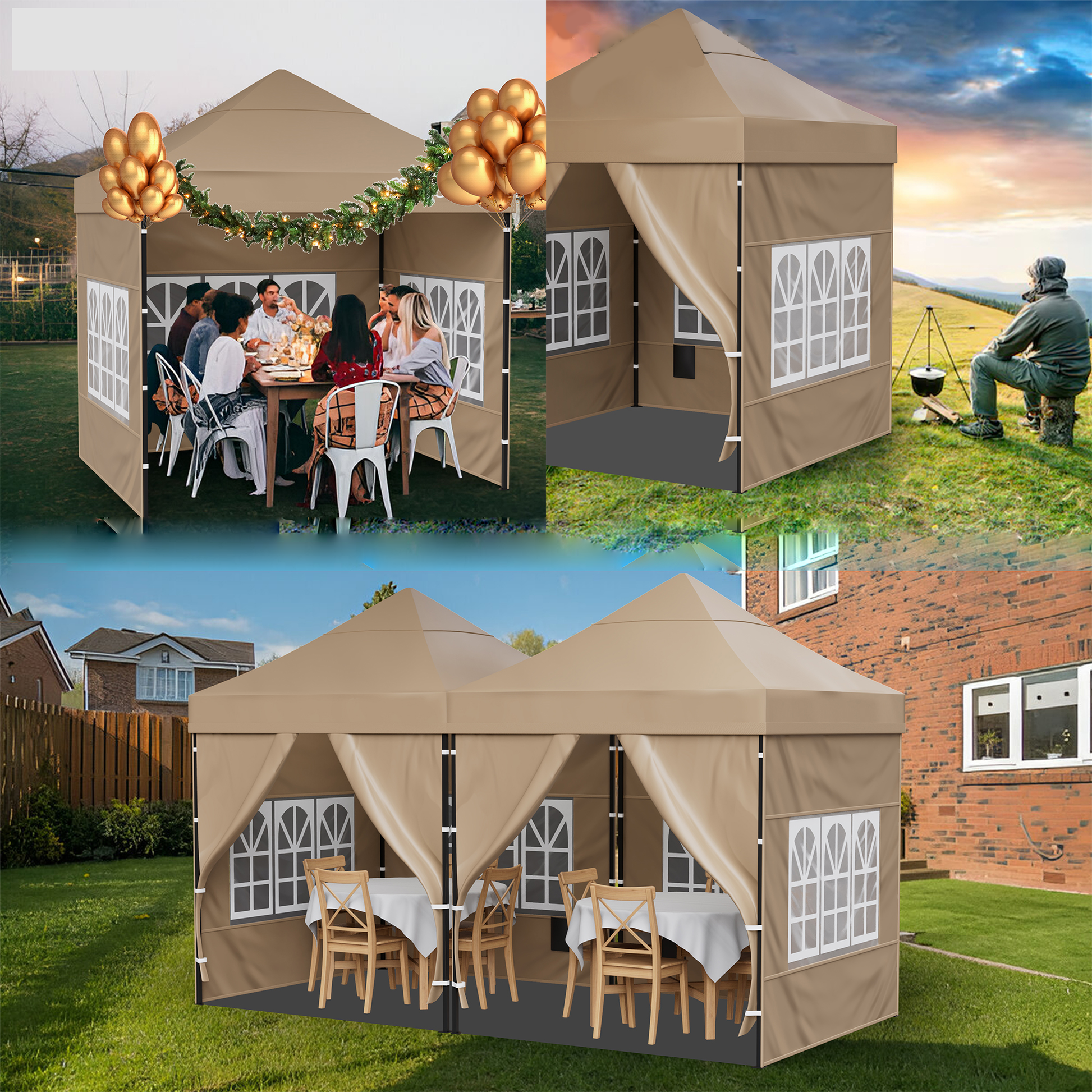 Duerté partytent in tuin – ideaal voor feesten en buitenactiviteiten.