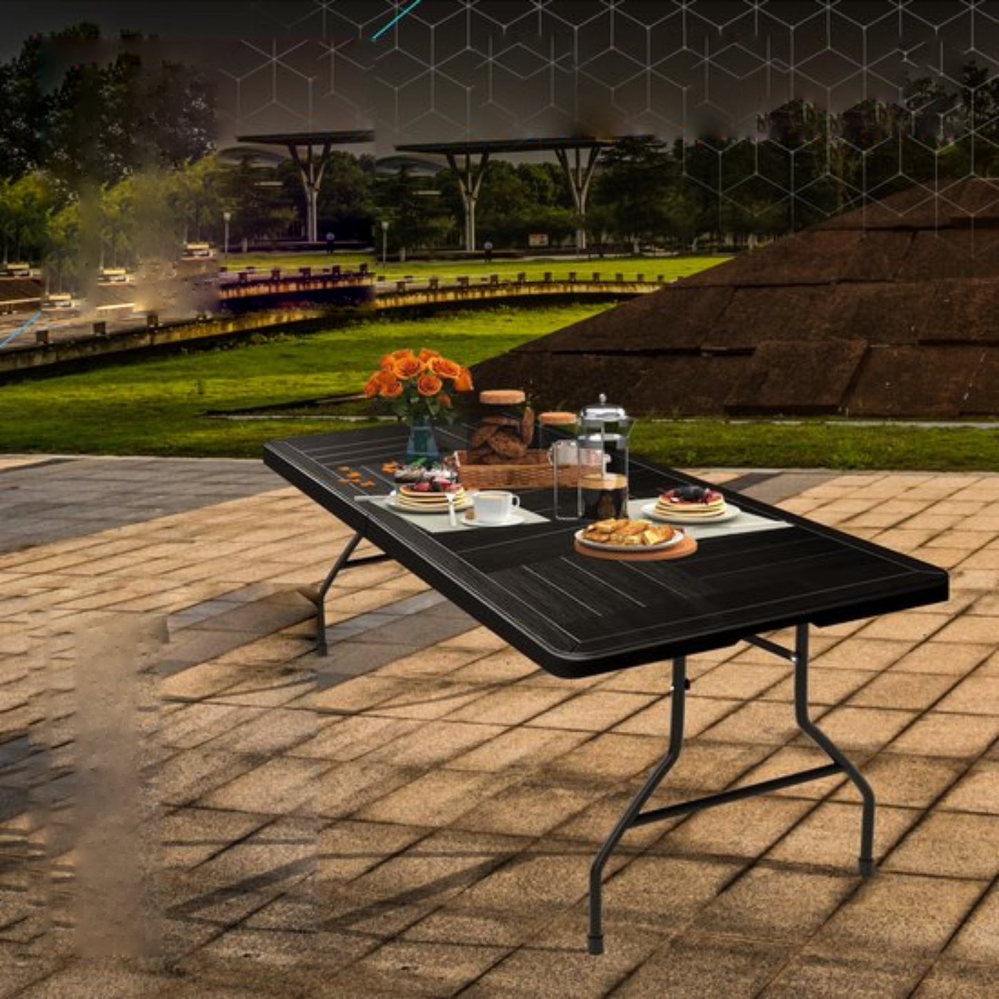 Duerté tuintafel op terras – duurzaam, weerbestendig en multifunctioneel.