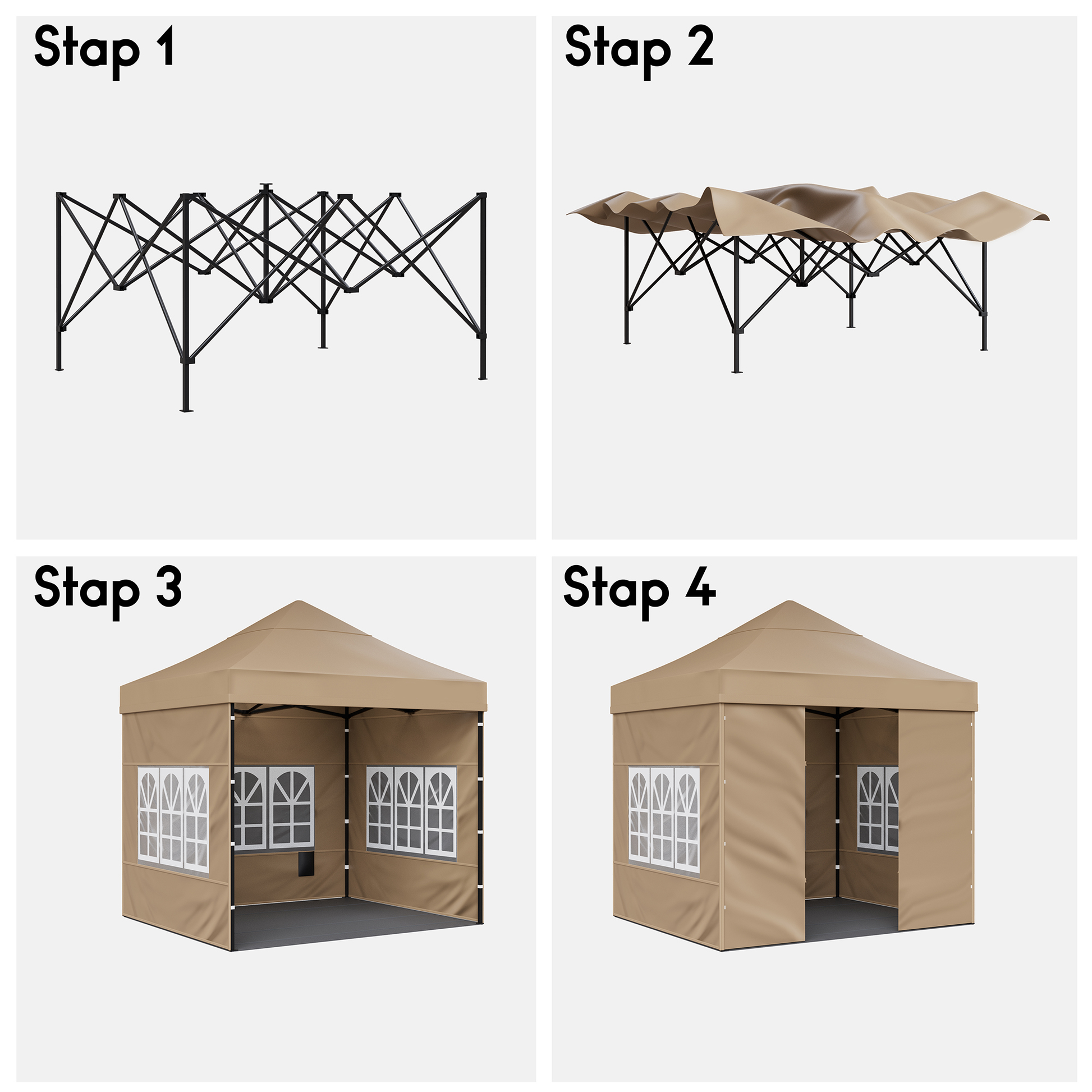 Opzetinstructies Duerté easy-up partytent – eenvoudig en snel monteren.