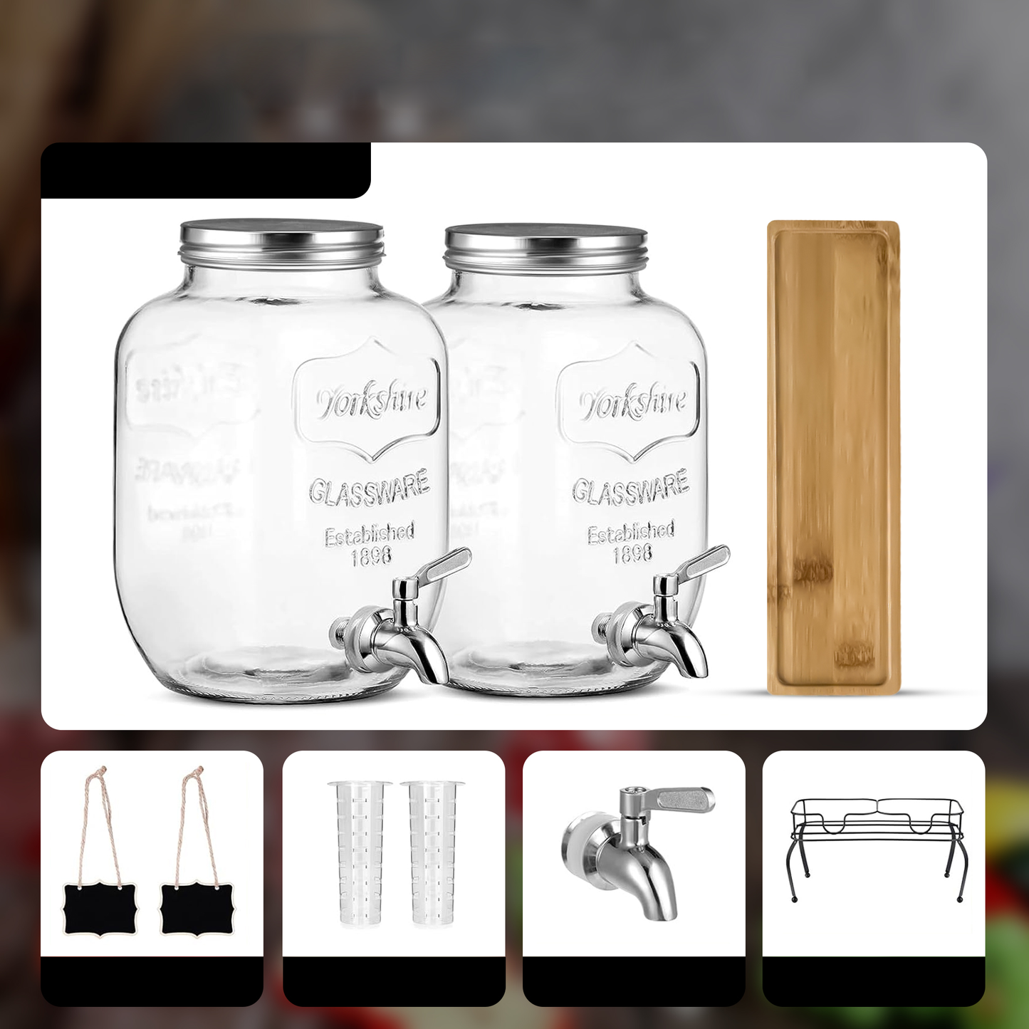 Glazen Drankdispensers - Luxe set van 2x4 Liter