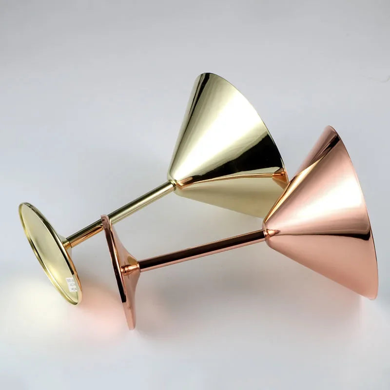 304 Stainless Steel Martini Cocktail Glass Champagne Goblet Wine Cup Rose Gold Personalized Design Karaoke Bar Metal Utensils