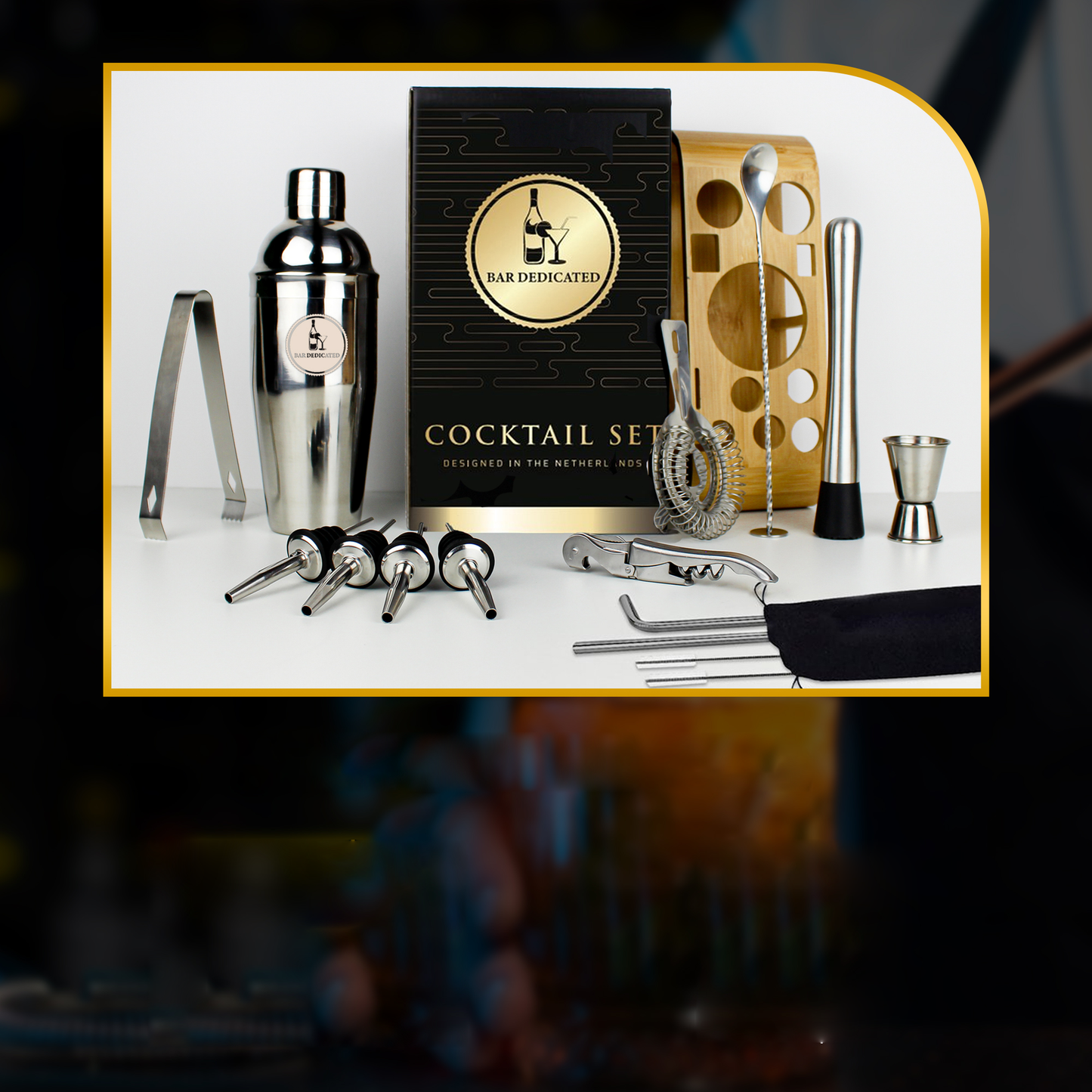 Cocktail set Zilver 16 delig