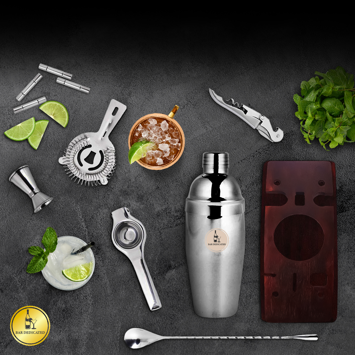 Cocktail set Zilver 8 delig