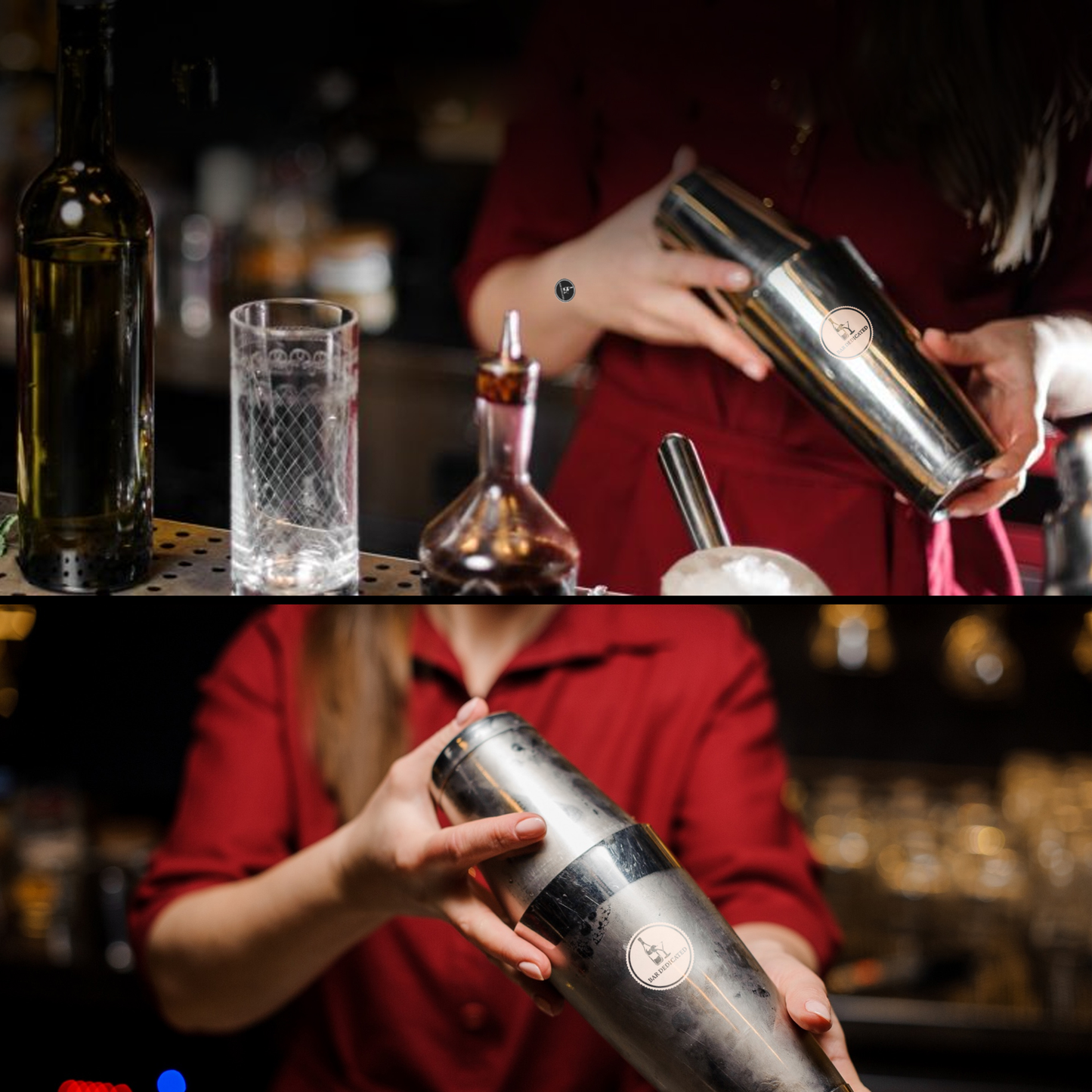 “Professionele barman gebruikt Bar Dedicated Boston shaker zilver – mix cocktails met precisie en stijl.”