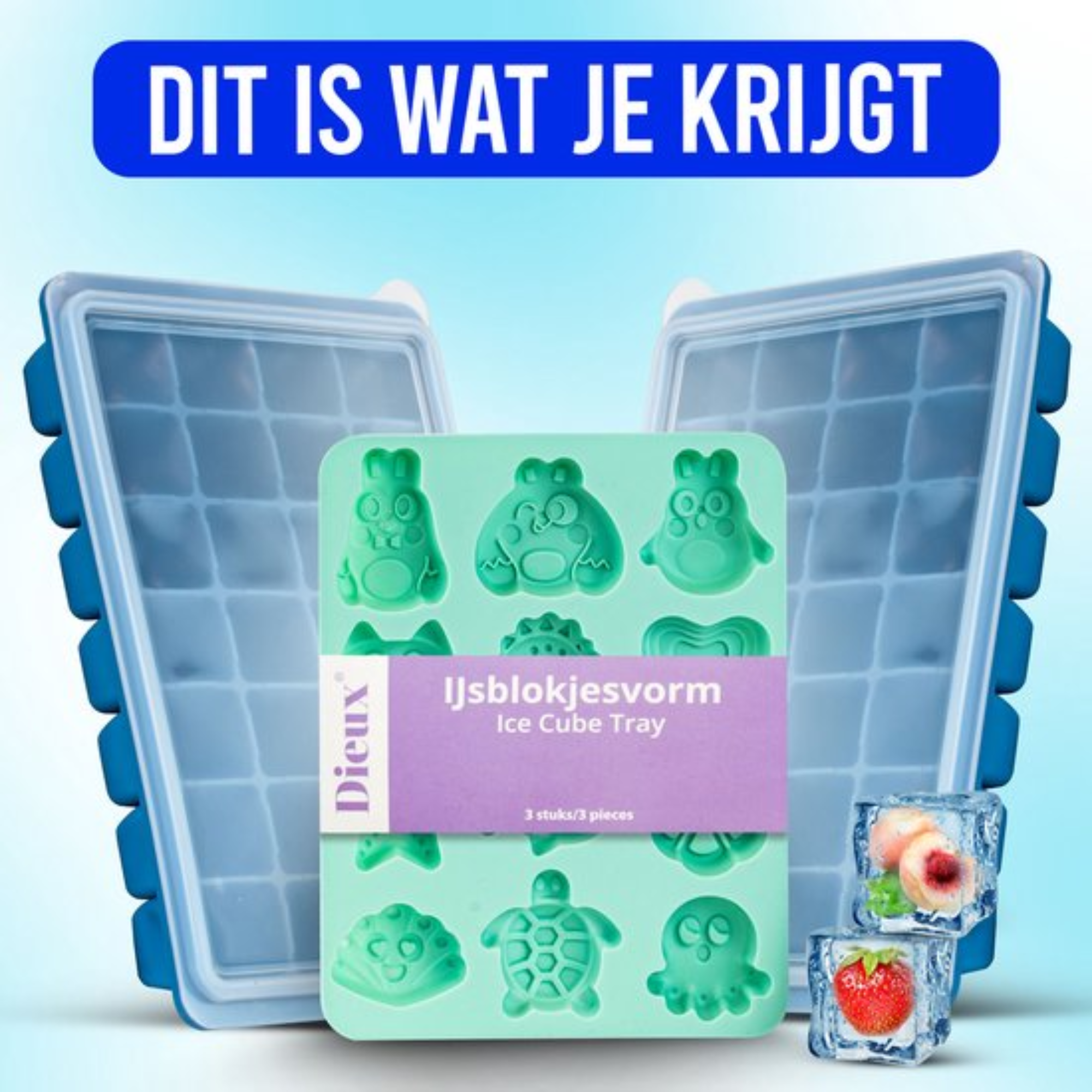 Dieux IJsblokjesvorm Set – Met figuurtjes