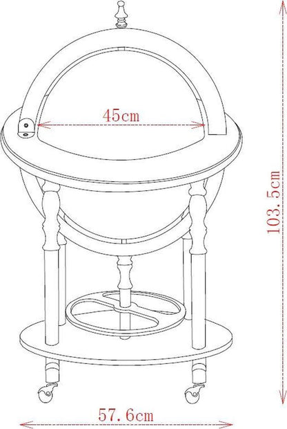Globe Bar 45 cm – Luxe Wereldbol Drankkast met Opbergruimte