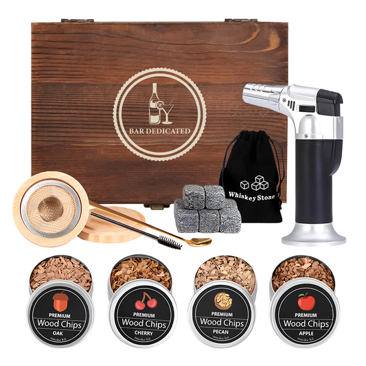Bar Dedicated cocktail smoker kit compleet met torch, houtchips en whiskey stones