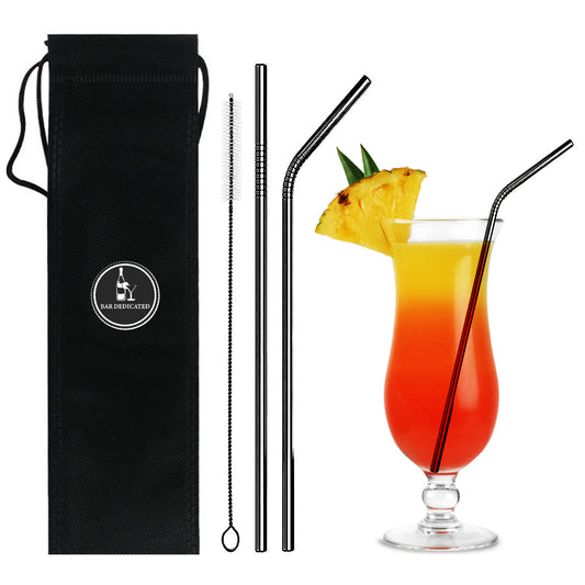 Cocktail RVS rietjes Zwart- Bradedicated