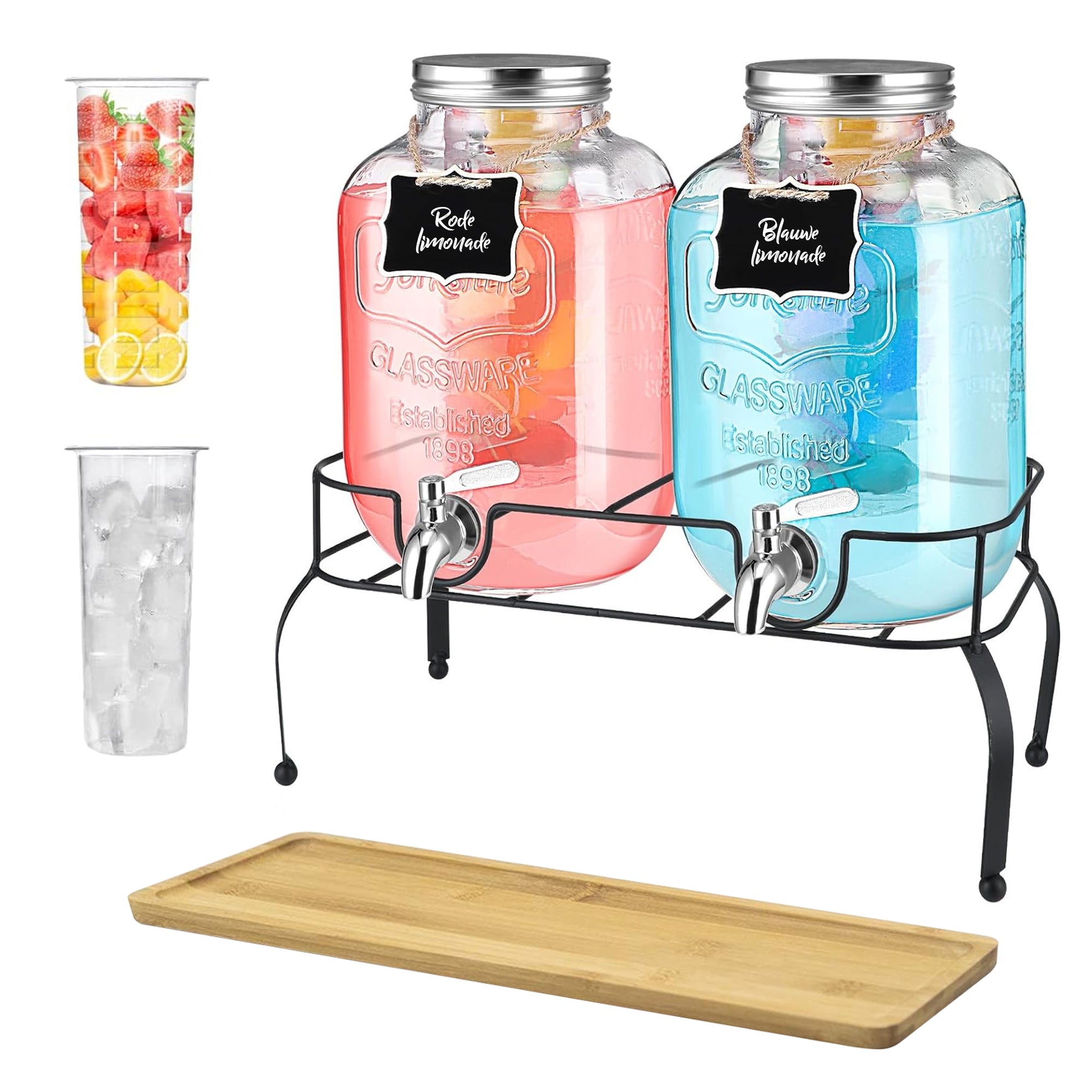 Glazen Drankdispensers - Luxe set van 2x 4 Liter