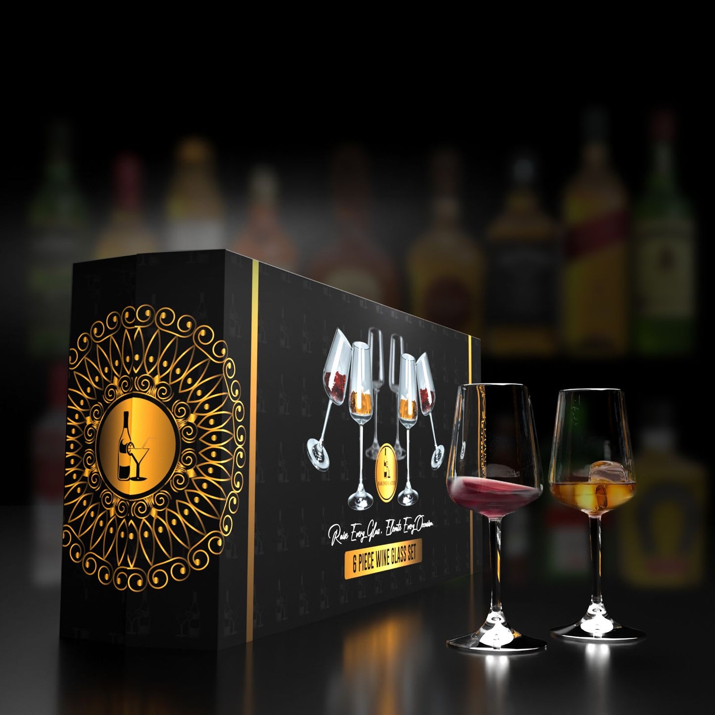 Bar Dedicated Wijnglazen Set – 6 Luxe Kristallen Wijnglazen 520 ml – Handgeblazen – Voor Rode & Witte Wijn