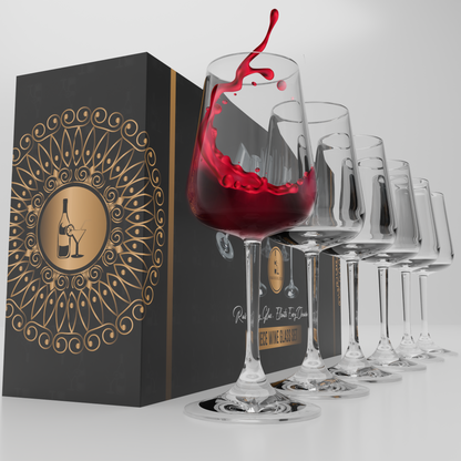 Bar Dedicated Wijnglazen Set – 6 Luxe Kristallen Wijnglazen 520 ml – Handgeblazen – Voor Rode & Witte Wijn